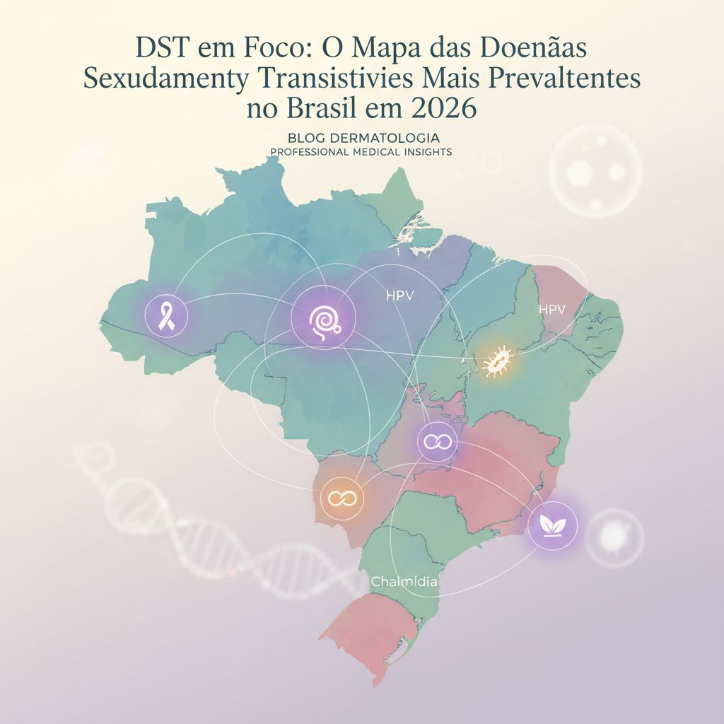 Illustration of **DST em Foco: O Mapa das Doenças Sexualmente Transmissíveis Mais Prevalentes no Brasil em 2026**